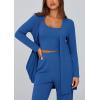 imagePRETTYGARDEN Womens Spring 3 Piece Pajamas Lounge Sets Fall Ribbed Knit Long Cardigan Cropped Tank Tops Wide Leg PantsRoyal Blue