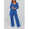 imagePRETTYGARDEN Womens Spring 3 Piece Pajamas Lounge Sets Fall Ribbed Knit Long Cardigan Cropped Tank Tops Wide Leg PantsRoyal Blue