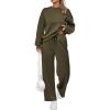 imagePRETTYGARDEN Womens 2 Piece Outfits 2025 Winter Long Sleeve Pullover Tops And Long Pants Lounge Sets TracksuitArmy Green