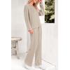 imagePRETTYGARDEN Womens 2 Piece Lounge Sets Ribbed Knit Long Sleeve V Neck Pullover Tops Wide Leg Pants Spring Fall OutfitsApricot