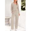 imagePRETTYGARDEN Womens 2 Piece Lounge Sets Ribbed Knit Long Sleeve V Neck Pullover Tops Wide Leg Pants Spring Fall OutfitsApricot