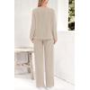 imagePRETTYGARDEN Womens 2 Piece Lounge Sets Ribbed Knit Long Sleeve V Neck Pullover Tops Wide Leg Pants Spring Fall OutfitsApricot