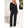 imagePRETTYGARDEN Womens 2 Piece Lounge Sets Ribbed Knit Long Sleeve V Neck Pullover Tops Wide Leg Pants Spring Fall OutfitsBlack