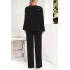 imagePRETTYGARDEN Womens 2 Piece Lounge Sets Ribbed Knit Long Sleeve V Neck Pullover Tops Wide Leg Pants Spring Fall OutfitsBlack