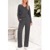 imagePRETTYGARDEN Womens 2 Piece Lounge Sets Ribbed Knit Long Sleeve V Neck Pullover Tops Wide Leg Pants Spring Fall OutfitsDark Grey