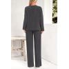 imagePRETTYGARDEN Womens 2 Piece Lounge Sets Ribbed Knit Long Sleeve V Neck Pullover Tops Wide Leg Pants Spring Fall OutfitsDark Grey