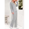 imagePRETTYGARDEN Womens 2 Piece Lounge Sets Ribbed Knit Long Sleeve V Neck Pullover Tops Wide Leg Pants Spring Fall OutfitsGrey