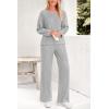 imagePRETTYGARDEN Womens 2 Piece Lounge Sets Ribbed Knit Long Sleeve V Neck Pullover Tops Wide Leg Pants Spring Fall OutfitsGrey