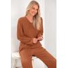 imagePRETTYGARDEN Womens 2 Piece Lounge Sets Ribbed Knit Long Sleeve V Neck Pullover Tops Wide Leg Pants Spring Fall OutfitsYellow Brown