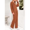 imagePRETTYGARDEN Womens 2 Piece Lounge Sets Ribbed Knit Long Sleeve V Neck Pullover Tops Wide Leg Pants Spring Fall OutfitsYellow Brown