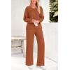 imagePRETTYGARDEN Womens 2 Piece Lounge Sets Ribbed Knit Long Sleeve V Neck Pullover Tops Wide Leg Pants Spring Fall OutfitsYellow Brown