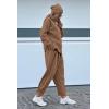 imagePRETTYGARDEN Womens Fall Two Piece Outfits Long Sleeve Tracksuit Set Turtleneck Pullover Tops Casual Pants SweatsuitsDark Khaki