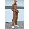 imagePRETTYGARDEN Womens Fall Two Piece Outfits Long Sleeve Tracksuit Set Turtleneck Pullover Tops Casual Pants SweatsuitsDark Khaki