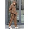 imagePRETTYGARDEN Womens Fall Two Piece Outfits Long Sleeve Tracksuit Set Turtleneck Pullover Tops Casual Pants SweatsuitsDark Khaki