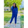 imagePRETTYGARDEN Womens Spring Fall 2 Piece Lounge Outfit Long Sleeve Crewneck Pullover Tops High Waisted Pants Set TracksuitBlue