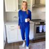 imagePRETTYGARDEN Womens Spring Fall 2 Piece Lounge Outfit Long Sleeve Crewneck Pullover Tops High Waisted Pants Set TracksuitBlue