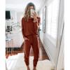 imagePRETTYGARDEN Womens Spring Fall 2 Piece Lounge Outfit Long Sleeve Crewneck Pullover Tops High Waisted Pants Set TracksuitBrick Red