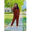 imagePRETTYGARDEN Womens Spring Fall 2 Piece Lounge Outfit Long Sleeve Crewneck Pullover Tops High Waisted Pants Set TracksuitBrick Red
