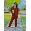 imagePRETTYGARDEN Womens Spring Fall 2 Piece Lounge Outfit Long Sleeve Crewneck Pullover Tops High Waisted Pants Set TracksuitBrick Red