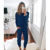 imagePRETTYGARDEN Womens Spring Fall 2 Piece Lounge Outfit Long Sleeve Crewneck Pullover Tops High Waisted Pants Set TracksuitDark Blue
