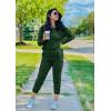 imagePRETTYGARDEN Womens Spring Fall 2 Piece Lounge Outfit Long Sleeve Crewneck Pullover Tops High Waisted Pants Set TracksuitDark Green