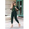 imagePRETTYGARDEN Womens Spring Fall 2 Piece Lounge Outfit Long Sleeve Crewneck Pullover Tops High Waisted Pants Set TracksuitDark Green