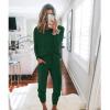 imagePRETTYGARDEN Womens Spring Fall 2 Piece Lounge Outfit Long Sleeve Crewneck Pullover Tops High Waisted Pants Set TracksuitDark Green
