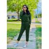 imagePRETTYGARDEN Womens Spring Fall 2 Piece Lounge Outfit Long Sleeve Crewneck Pullover Tops High Waisted Pants Set TracksuitDark Green
