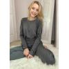 imagePRETTYGARDEN Womens Spring Fall 2 Piece Lounge Outfit Long Sleeve Crewneck Pullover Tops High Waisted Pants Set TracksuitDark Grey