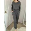 imagePRETTYGARDEN Womens Spring Fall 2 Piece Lounge Outfit Long Sleeve Crewneck Pullover Tops High Waisted Pants Set TracksuitDark Grey