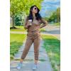 imagePRETTYGARDEN Womens Spring Fall 2 Piece Lounge Outfit Long Sleeve Crewneck Pullover Tops High Waisted Pants Set TracksuitDark Khaki