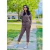 imagePRETTYGARDEN Womens Spring Fall 2 Piece Lounge Outfit Long Sleeve Crewneck Pullover Tops High Waisted Pants Set TracksuitGrey