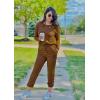 imagePRETTYGARDEN Womens Spring Fall 2 Piece Lounge Outfit Long Sleeve Crewneck Pullover Tops High Waisted Pants Set TracksuitLight Brown