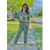 imagePRETTYGARDEN Womens Spring Fall 2 Piece Lounge Outfit Long Sleeve Crewneck Pullover Tops High Waisted Pants Set TracksuitLight Green