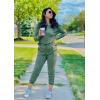 imagePRETTYGARDEN Womens Spring Fall 2 Piece Lounge Outfit Long Sleeve Crewneck Pullover Tops High Waisted Pants Set TracksuitLight Green