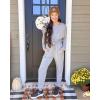 imagePRETTYGARDEN Womens Spring Fall 2 Piece Lounge Outfit Long Sleeve Crewneck Pullover Tops High Waisted Pants Set TracksuitLight Grey