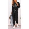 imagePRETTYGARDEN Womens Spring Fall 2 Piece Lounge Outfit Long Sleeve Crewneck Pullover Tops High Waisted Pants Set TracksuitPatternedblack