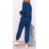 imagePRETTYGARDEN Womens Spring Fall 2 Piece Lounge Outfit Long Sleeve Crewneck Pullover Tops High Waisted Pants Set TracksuitPatterneddark Blue