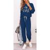 imagePRETTYGARDEN Womens Spring Fall 2 Piece Lounge Outfit Long Sleeve Crewneck Pullover Tops High Waisted Pants Set TracksuitPatterneddark Blue