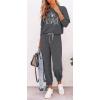 imagePRETTYGARDEN Womens Spring Fall 2 Piece Lounge Outfit Long Sleeve Crewneck Pullover Tops High Waisted Pants Set TracksuitPatterneddark Grey