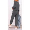 imagePRETTYGARDEN Womens Spring Fall 2 Piece Lounge Outfit Long Sleeve Crewneck Pullover Tops High Waisted Pants Set TracksuitPatterneddark Grey