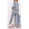 imagePRETTYGARDEN Womens Spring Fall 2 Piece Lounge Outfit Long Sleeve Crewneck Pullover Tops High Waisted Pants Set TracksuitPatternedgrey