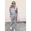 imagePRETTYGARDEN Womens Spring Fall 2 Piece Lounge Outfit Long Sleeve Crewneck Pullover Tops High Waisted Pants Set TracksuitPatternedgrey