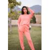 imagePRETTYGARDEN Womens Spring Fall 2 Piece Lounge Outfit Long Sleeve Crewneck Pullover Tops High Waisted Pants Set TracksuitPink