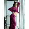 imagePRETTYGARDEN Womens Spring Fall 2 Piece Lounge Outfit Long Sleeve Crewneck Pullover Tops High Waisted Pants Set TracksuitPurple