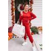 imagePRETTYGARDEN Womens Spring Fall 2 Piece Lounge Outfit Long Sleeve Crewneck Pullover Tops High Waisted Pants Set TracksuitRed
