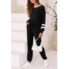 imagePRETTYGARDEN Womens Spring Fall 2 Piece Lounge Outfit Long Sleeve Crewneck Pullover Tops High Waisted Pants Set TracksuitStriped Black