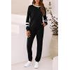 imagePRETTYGARDEN Womens Spring Fall 2 Piece Lounge Outfit Long Sleeve Crewneck Pullover Tops High Waisted Pants Set TracksuitStriped Black