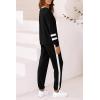 imagePRETTYGARDEN Womens Spring Fall 2 Piece Lounge Outfit Long Sleeve Crewneck Pullover Tops High Waisted Pants Set TracksuitStriped Black