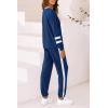 imagePRETTYGARDEN Womens Spring Fall 2 Piece Lounge Outfit Long Sleeve Crewneck Pullover Tops High Waisted Pants Set TracksuitStriped Dark Blue
